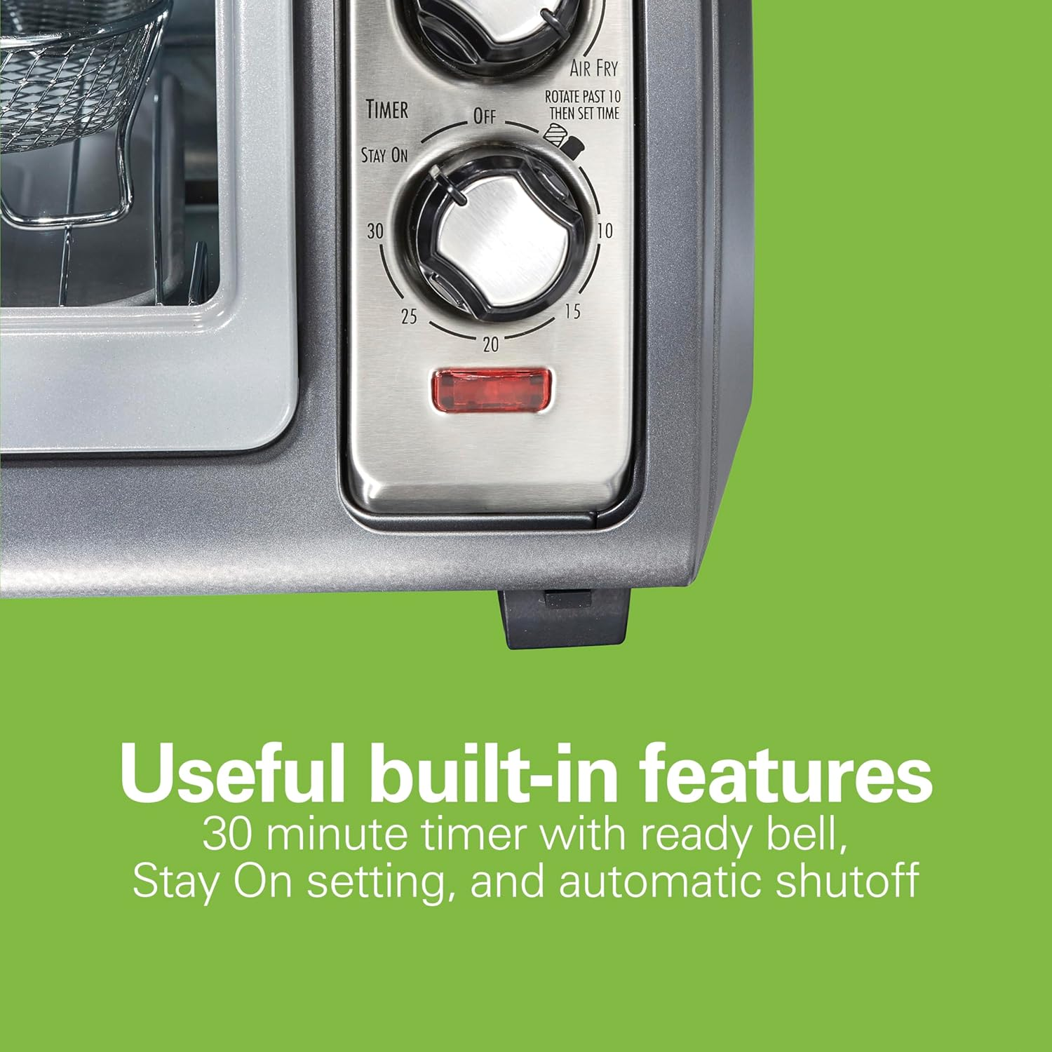 Open Box Hamilton Beach Sure-Crisp Air Fryer Toaster Oven with Easy Reach Door, 6-Slice Capacity, Bake, Broil & Toast Functions - Stainless Steel