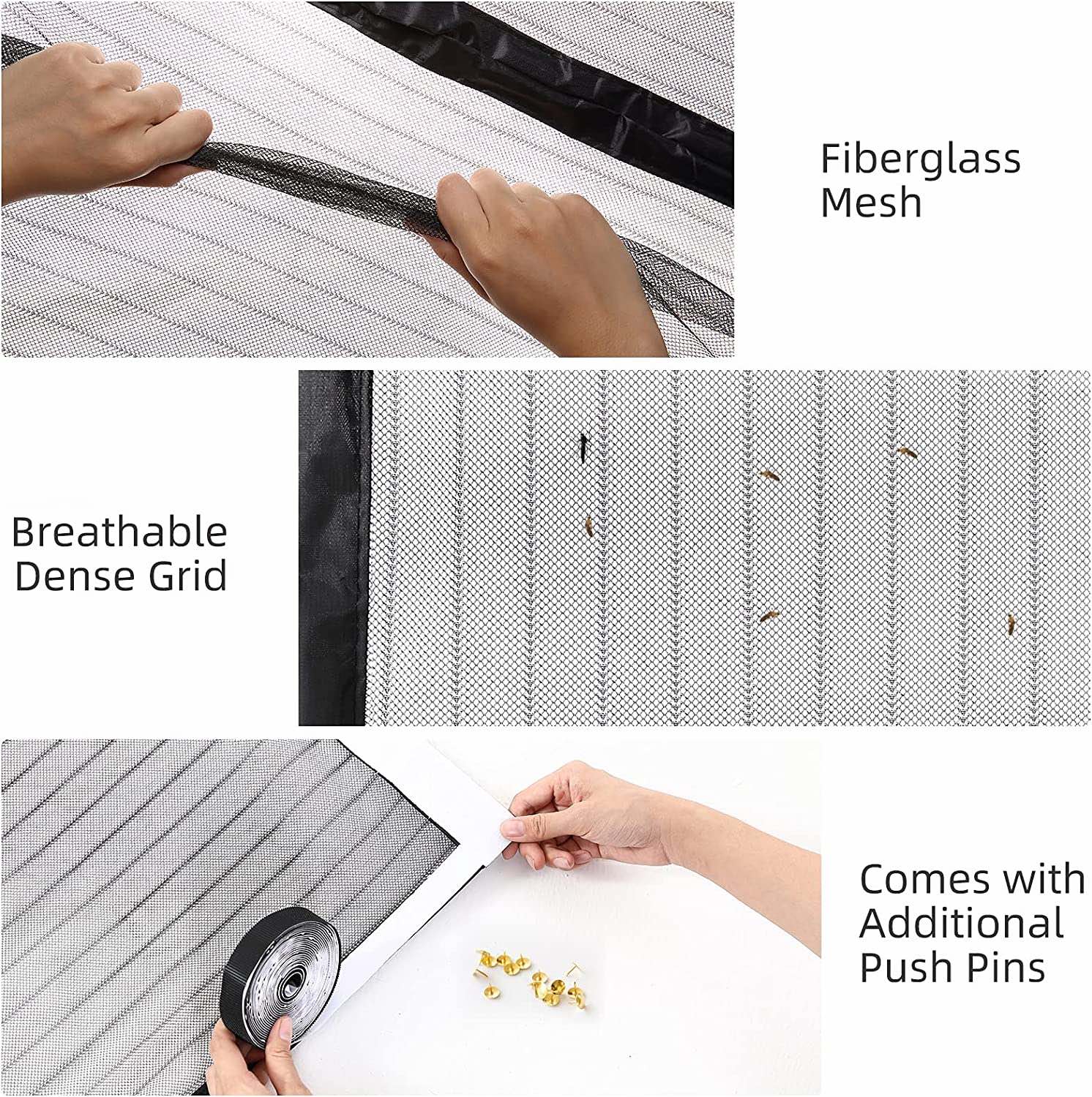 Magnetic Screen Door 39”×83” – Hands-Free Mesh Curtain with Full Frame Velcro & Auto Close