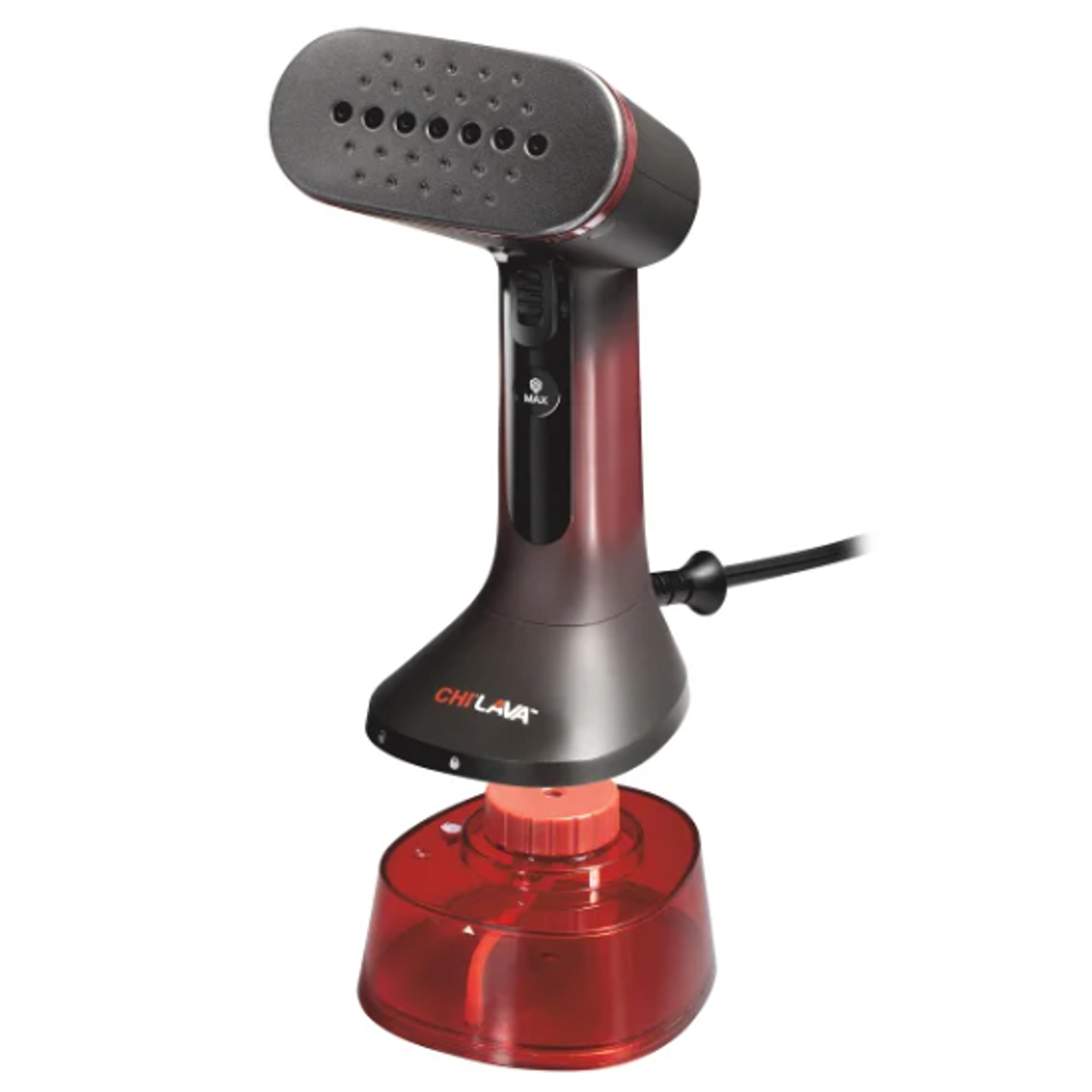 Open Box CHI Lava Handheld Garment Steamer with Ceramic Steam Plate, Detachable Water Tank & Dual Steam Modes - Black/Red