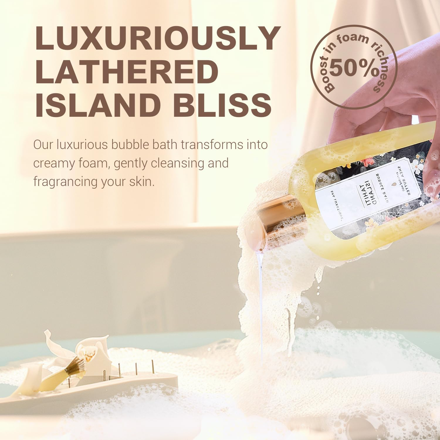 15-Piece Women’s Bath and Body Gift Set with Tote Bag, Bath Bombs, Body Lotion, Hand Cream and Bath Accessories, Tahiti Island Scent