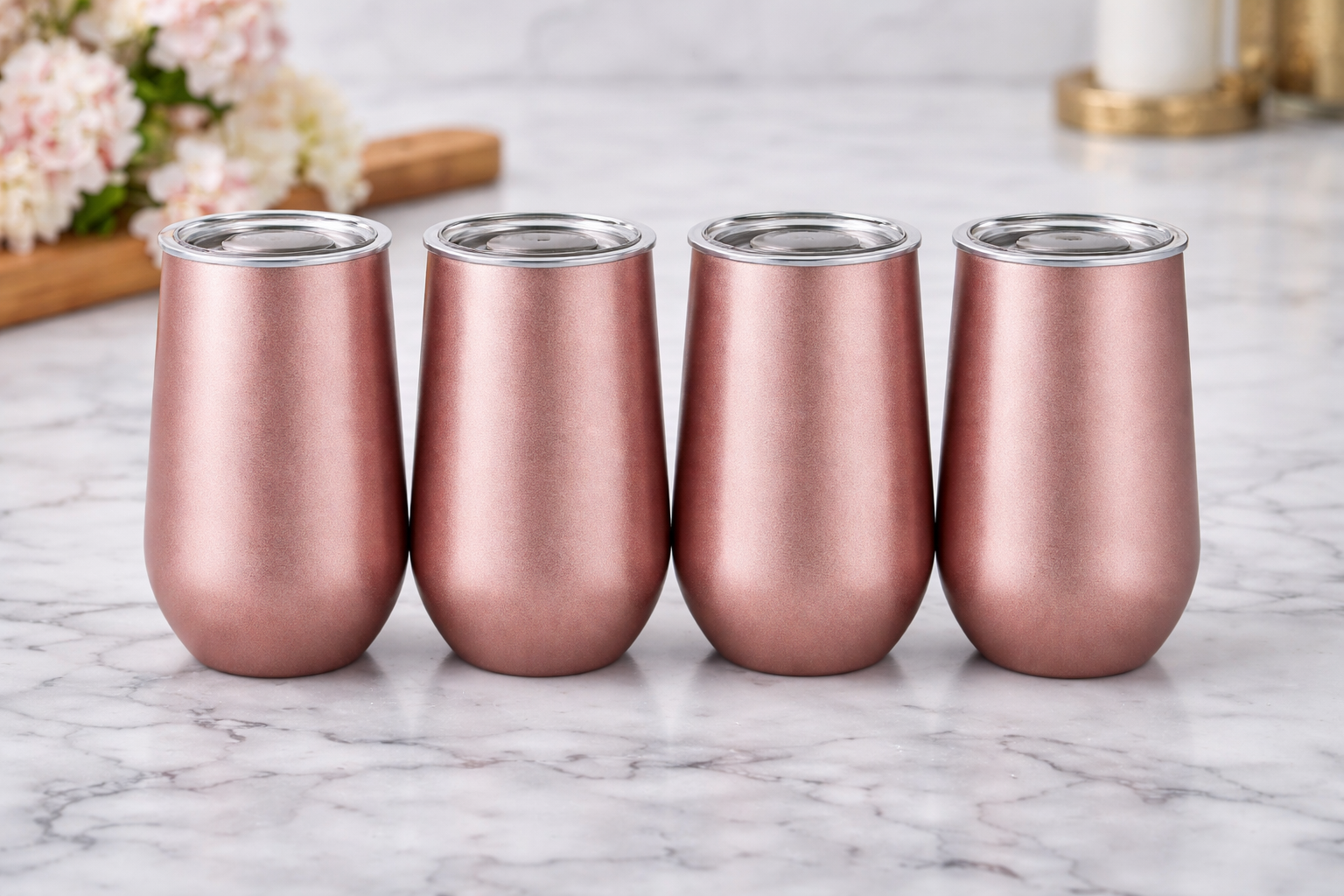 6 oz Stainless Steel Champagne Tumbler Stemless Glasses with Lid, Double Wall Insulated Travel Mug Perfect for Wine, Coffee, Drinks, Champagne, Cocktails, Colorfu