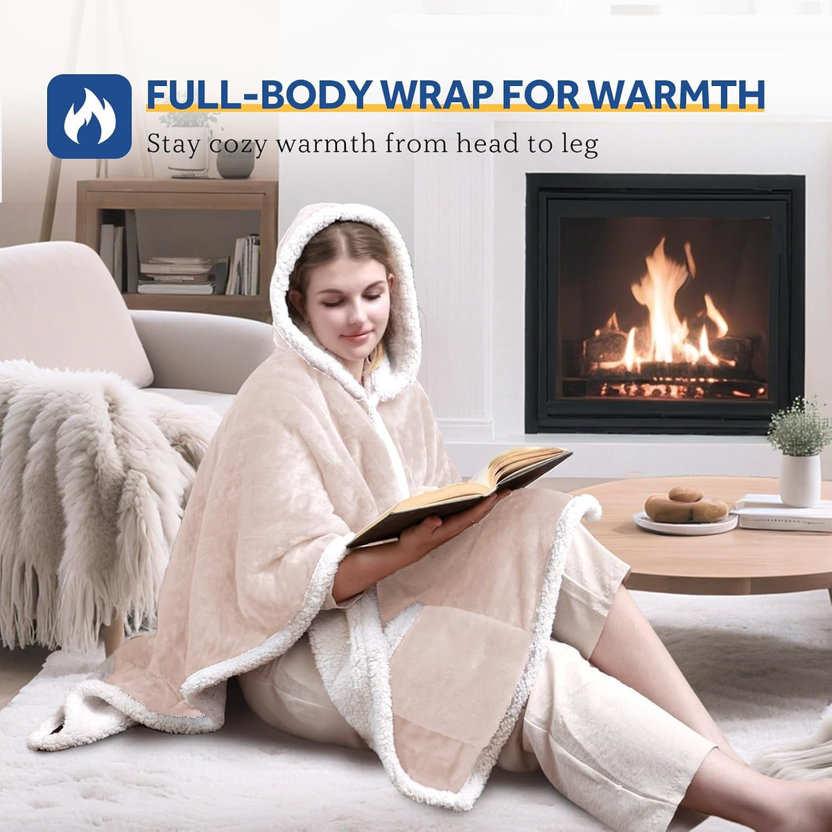 Sealy Wearable Electric Heated Hoodie Poncho, 50 x 60 in.