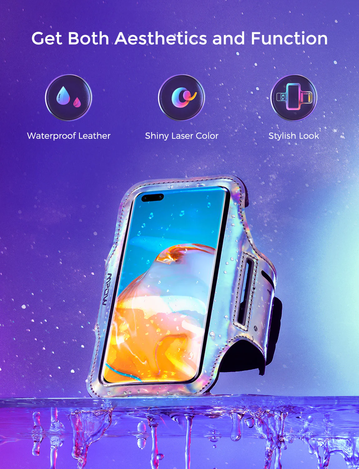 Sports Phone Armband Running Arm Band with Adjustable Strap Sweat Resistant Workout Phone Holder