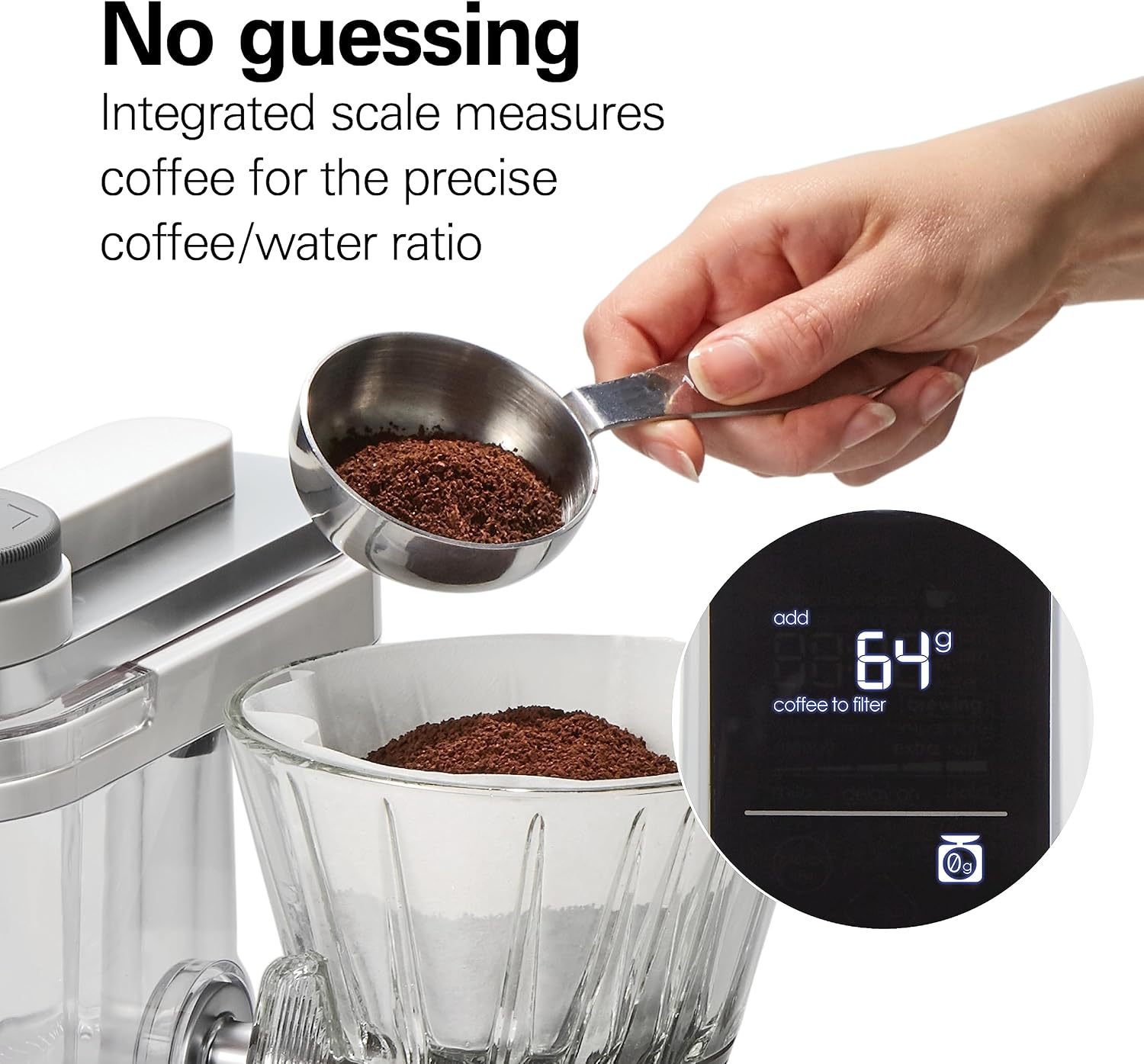 Hamilton Beach 46700 Convenient Craft Programmable Automatic or Manual Pour Over Coffee Dripper Brewer with 5 Strengths and Integrated Scale, 8 Cups, WHITE