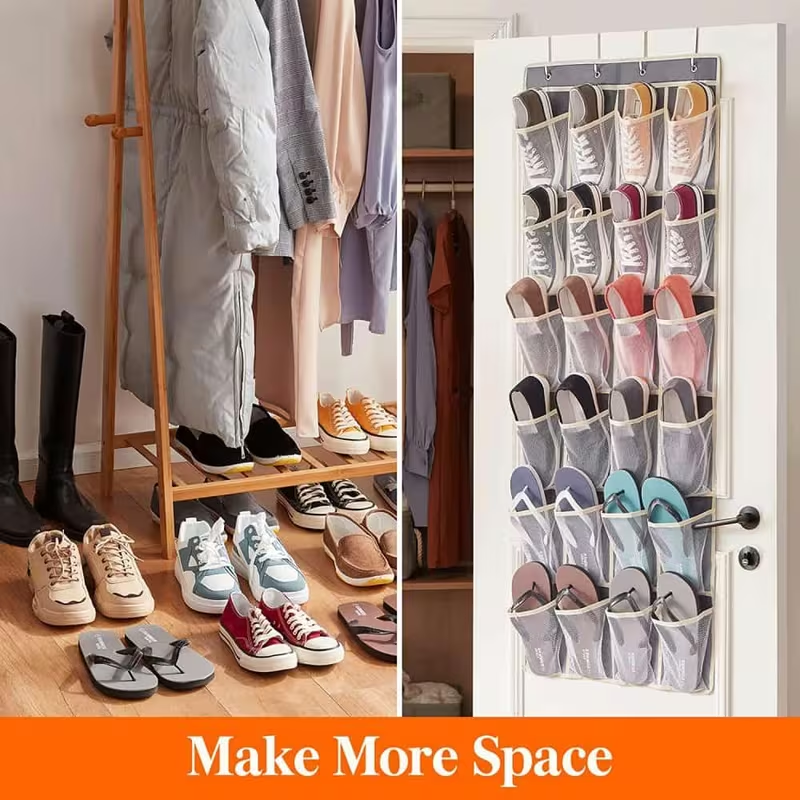 Over The Door Hanging Organizer – 24 Pocket Storage Bag for Shoes, Socks and Accessories