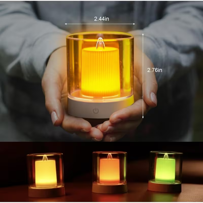 Rechargeable LED Flameless Candles (3 Pack) – Color Changing Ambient Lights with USB Charging, Safe Flickering Decorative Lights for Home, Bedroom & Holidays
