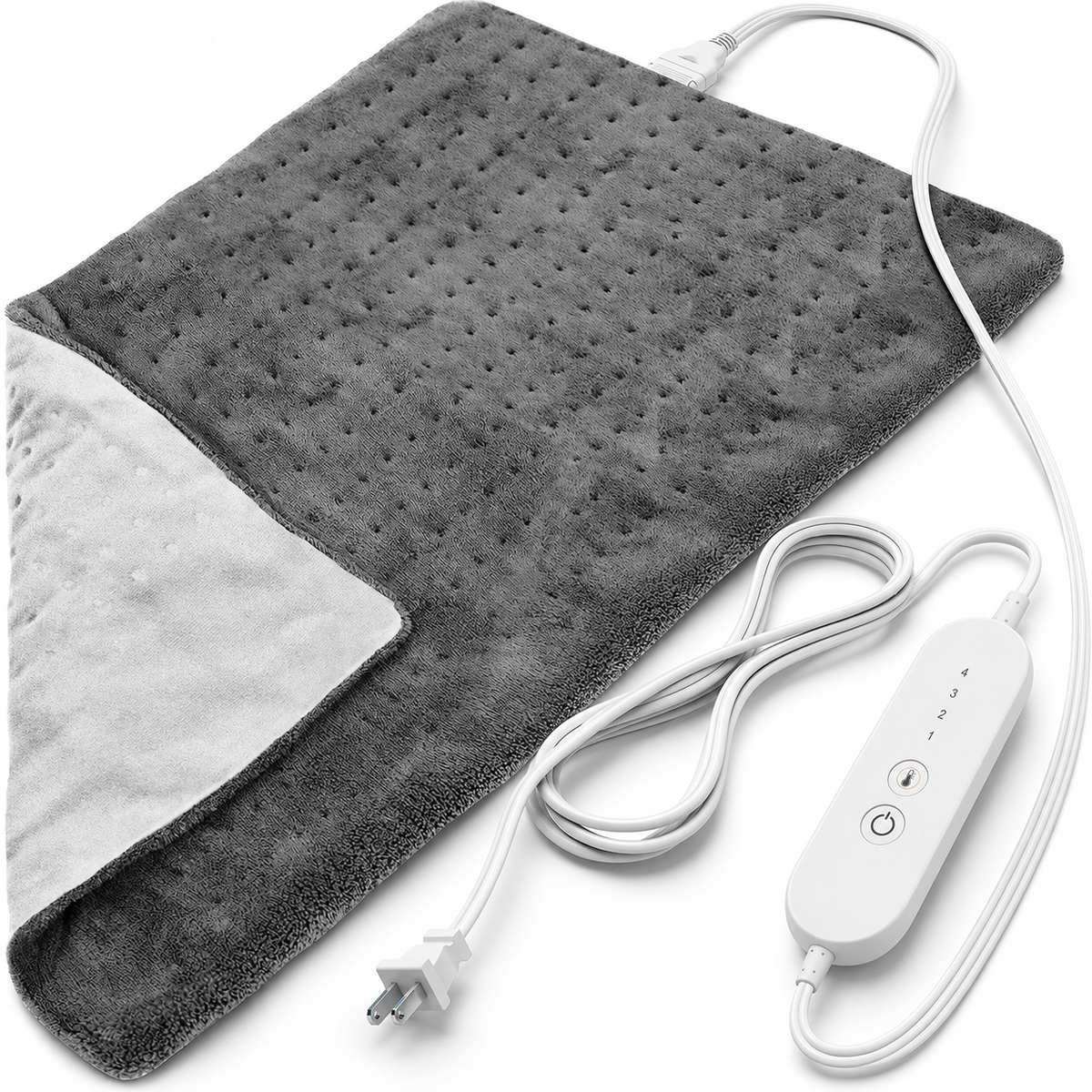 Electric Heating Pad with 4 Heat Settings & 2-Hour Auto Shut-Off – 30 × 60 cm (Approx. 12 × 24), Gray