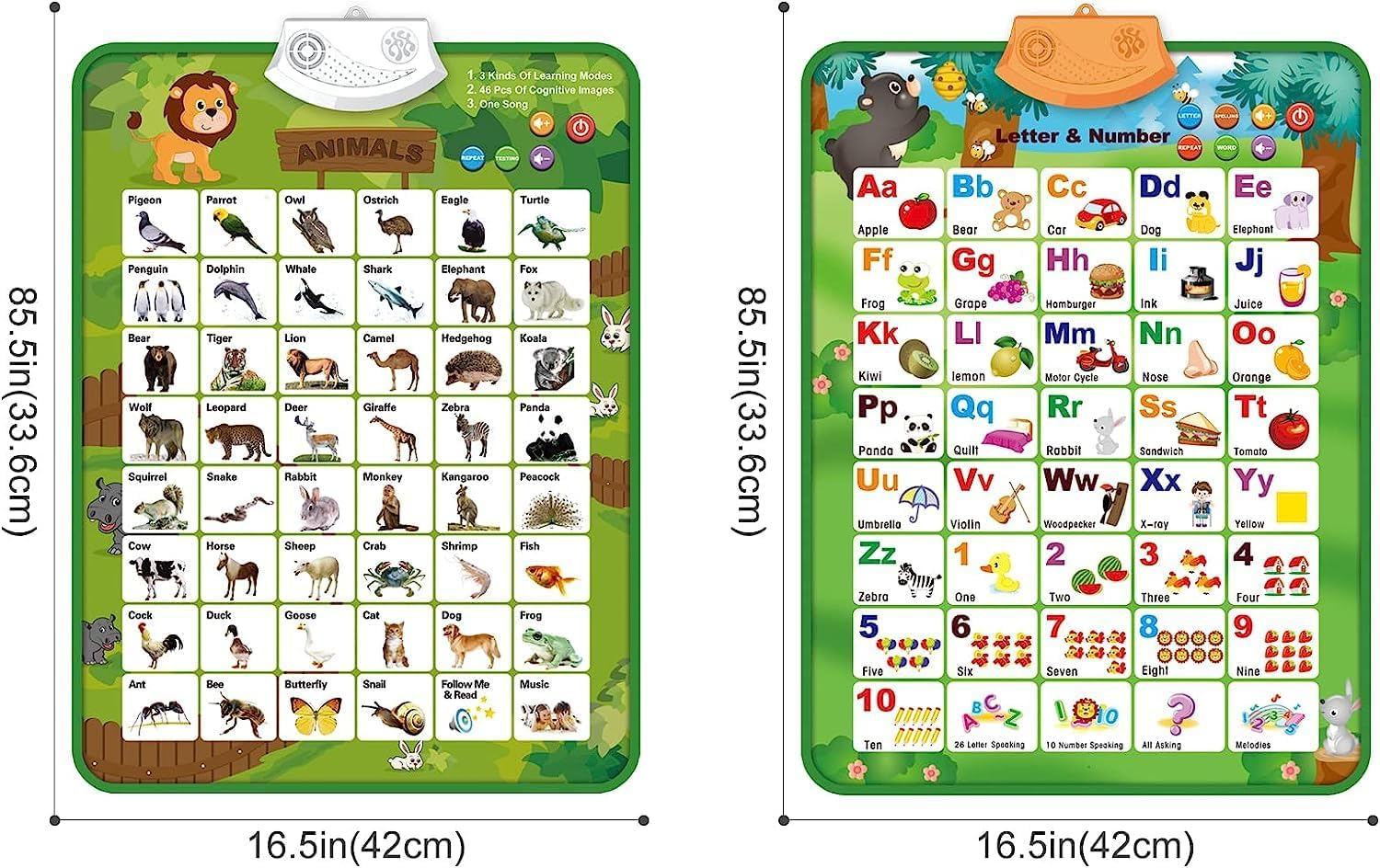 Interactive Electronic Alphabet & Number Learning Wall Chart for Kids Ages 3+