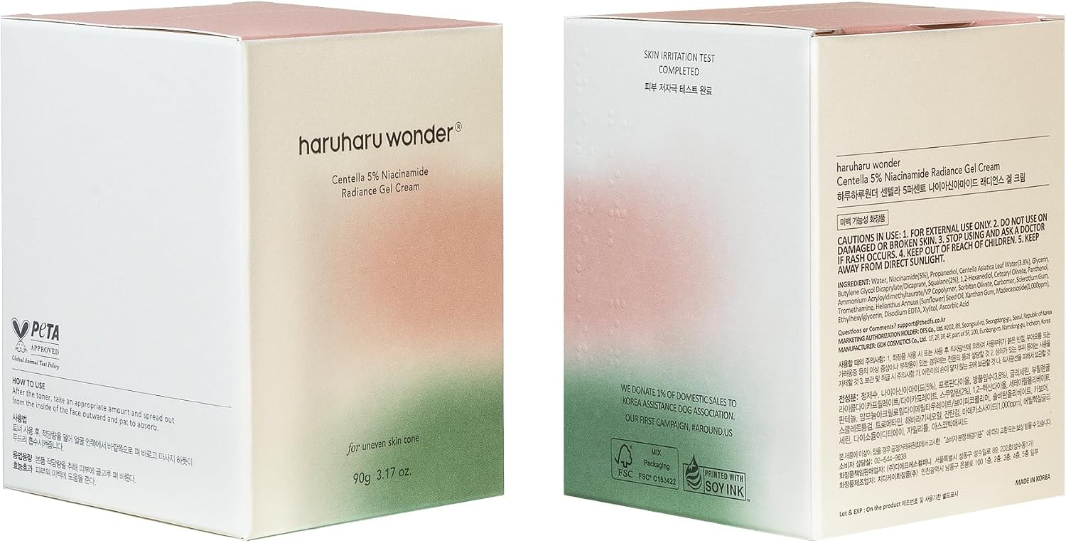 haruharu wonder Centella 5% Niacinamide Radiance Gel Cream 90g, Best Before 11/24/2027