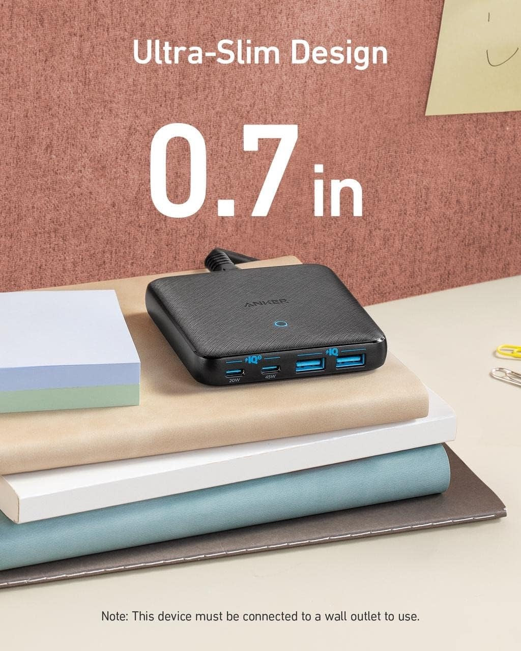 Anker PowerPort Atom III 65W Slim USB-C Charger – Ultra Thin Fast Charging Adapter for MacBook, iPad, iPhone, Samsung & USB-C Devices