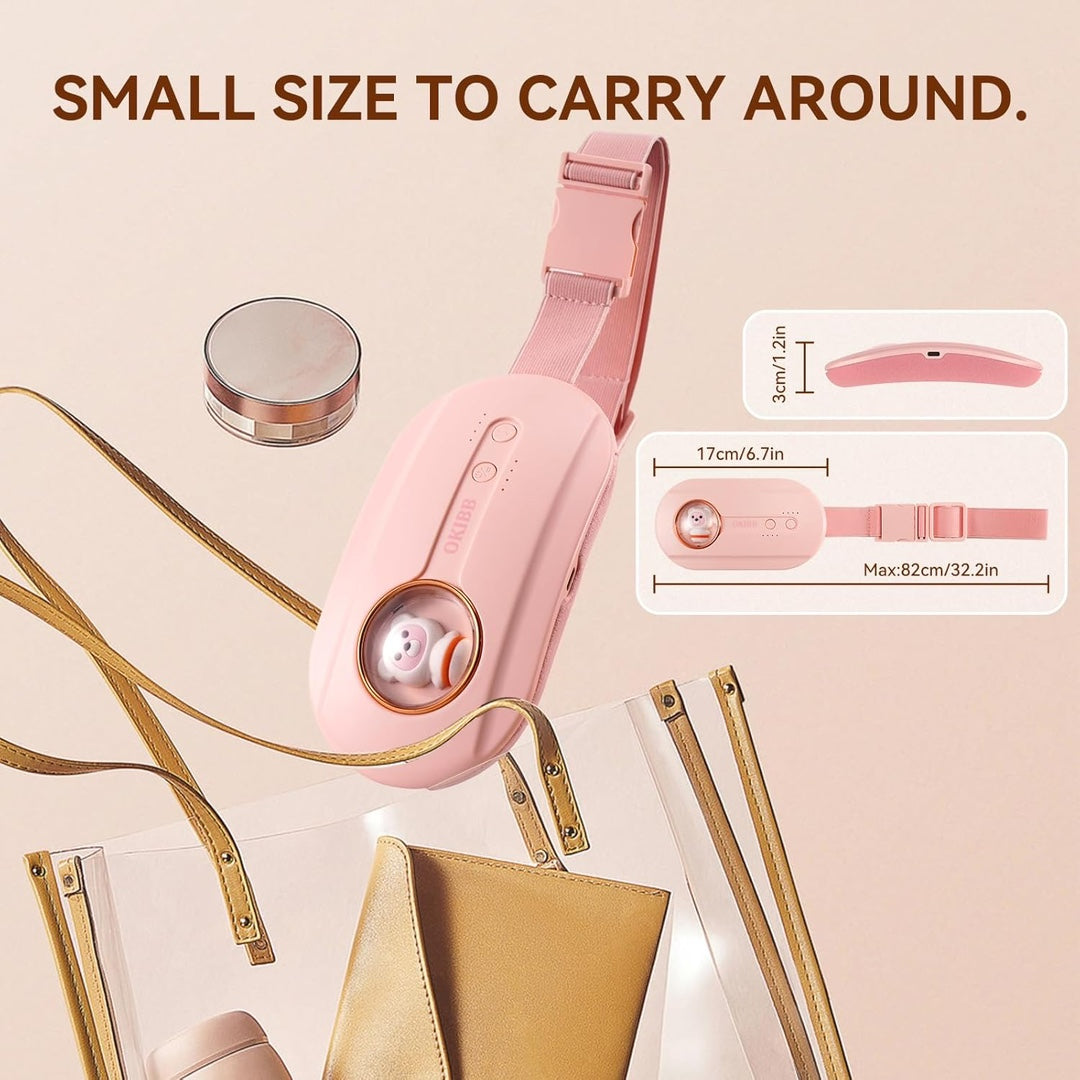 OKIBB Menstrual Heating Belt – Portable Heating & Vibration Massager for Period Cramps, 4 Heat Levels, 4 Massage Modes, Rechargeable 2500mAh USB-C Waist Heating Pad