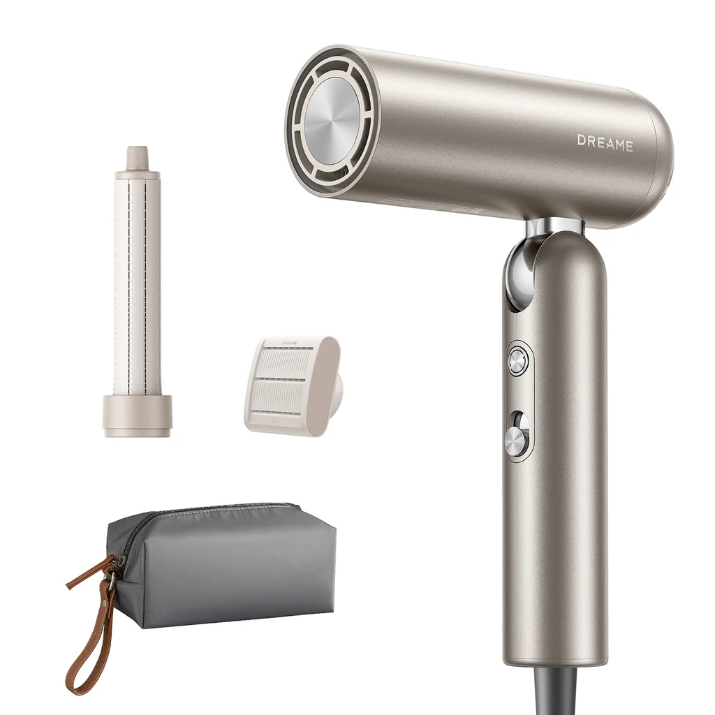 Open Box – Dreame Pocket Foldable High-Speed Ionic Hair Dryer with Styling Attachments & Travel Pouch