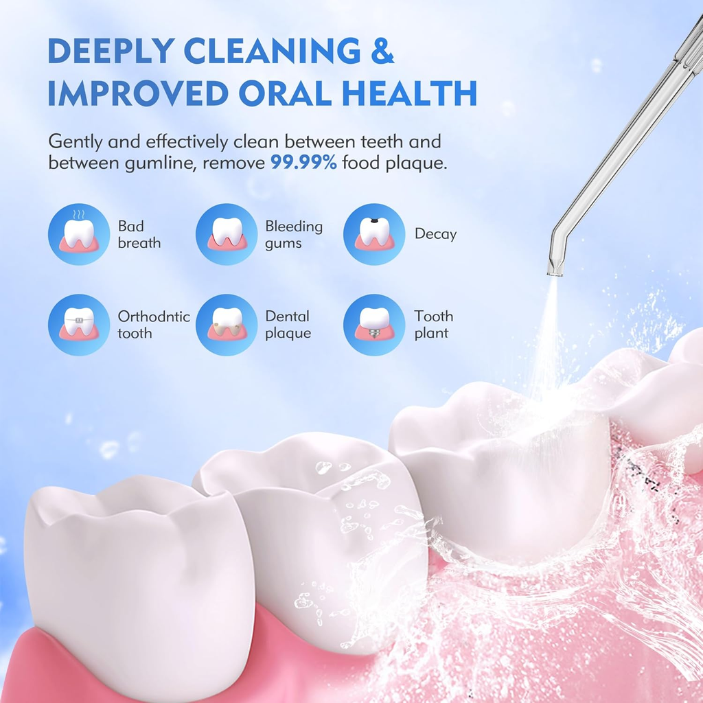 Water Flosser Cordless Oral Irrigator with 300ML Tank, 4 Modes & Multiple Jet Tips – USB Rechargeable Portable Dental Cleaner
