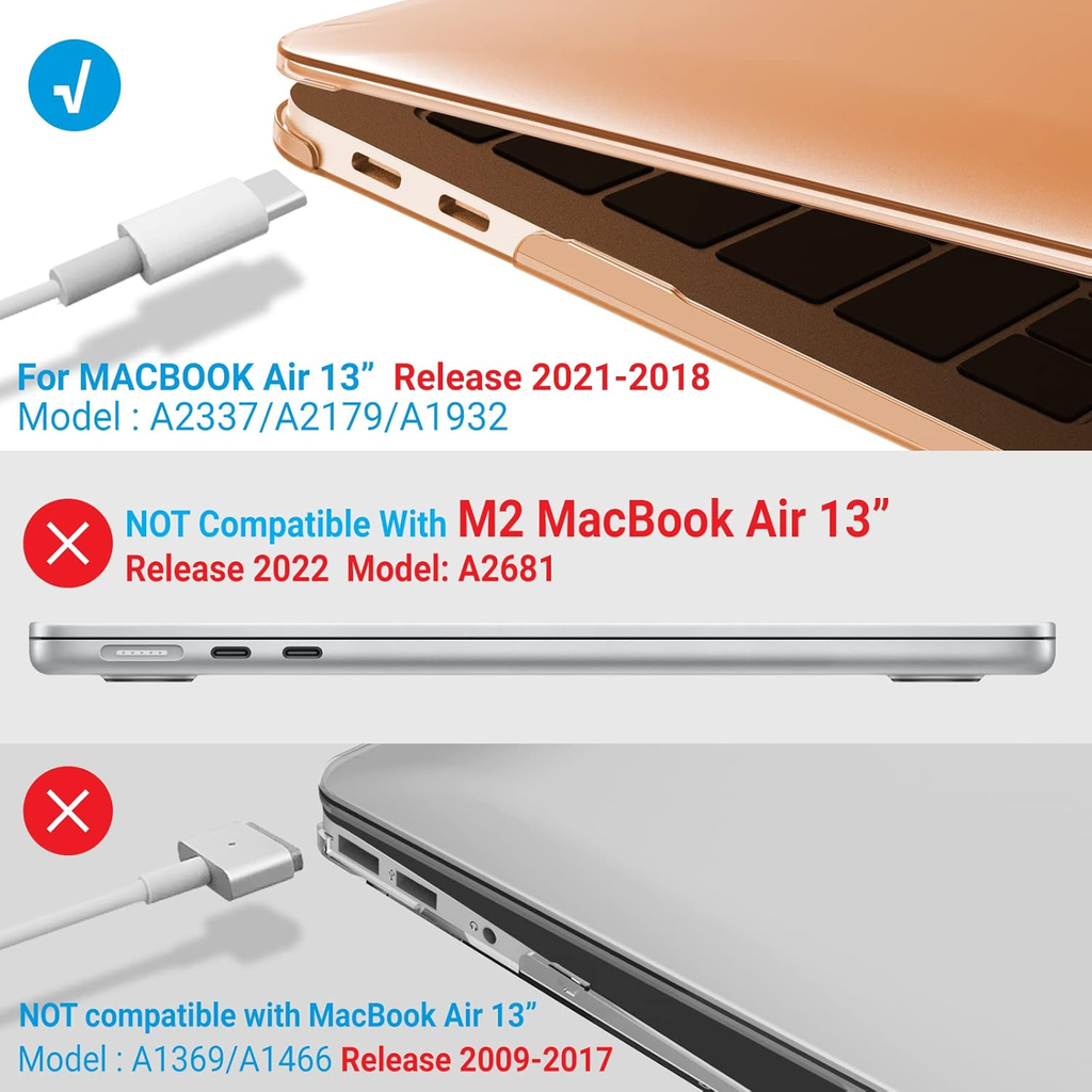 MacBook Air 13 Inch Hard Shell Case with Keyboard Cover & Screen Protector – Compatible with M1 A2337 / A2179 / A1932
