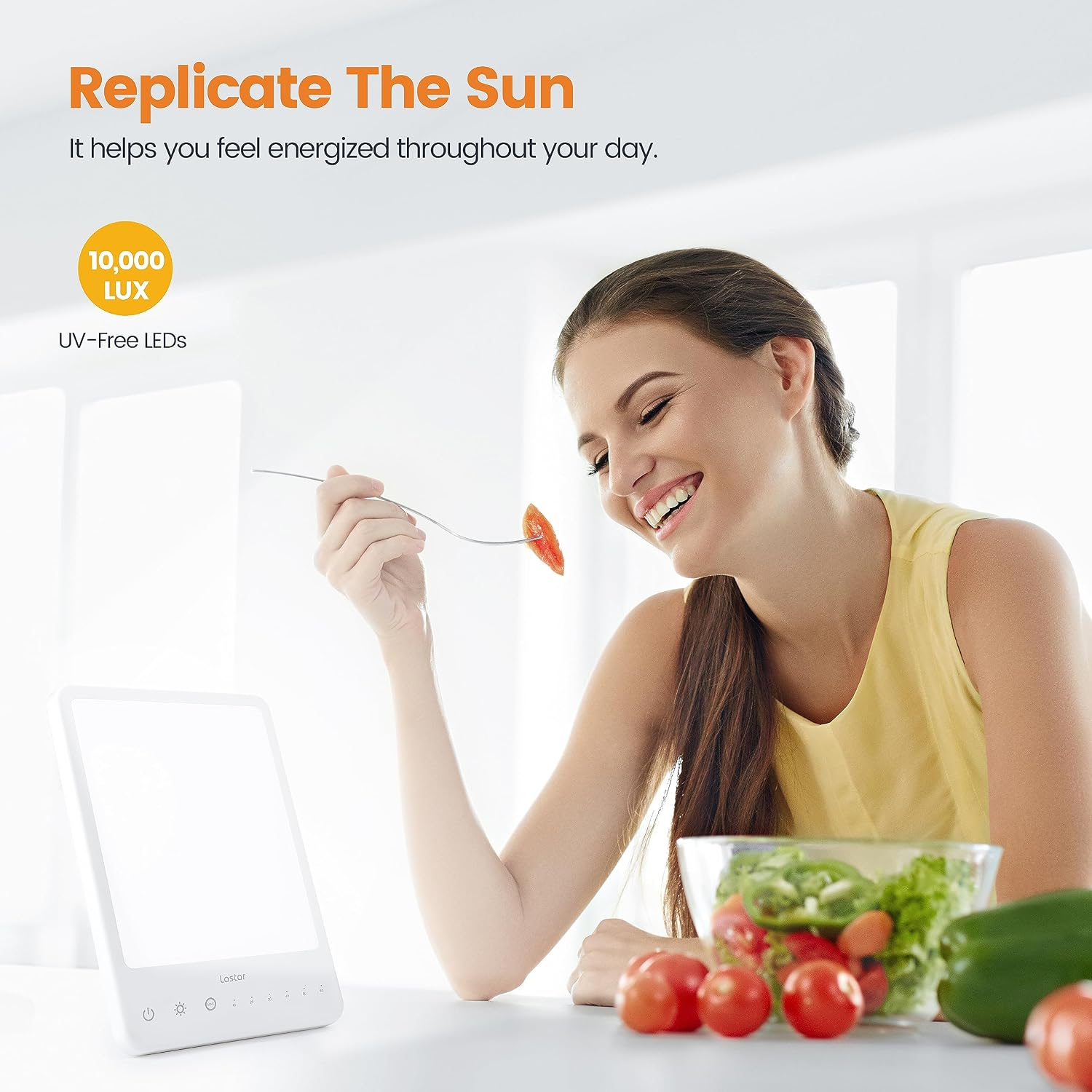 LED Daylight Lamp with Adjustable Brightness, Timer, Touch Control and Memory Function – White