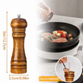 Wood Pepper Mill Grinder Adjustable Ceramic Core Salt & Pepper Grinder Refillable Oak Wood Mill 5in8in10in