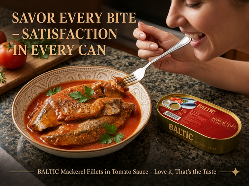 Baltic Mackerel Fillets in Tomato Sauce – Ready-to-Eat Seafood Meal, Best Before May 2027