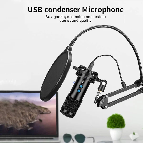 DODOCOOL USB Condenser Microphone Kit with Boom Arm, Pop Filter & Shock Mount (DC229B)