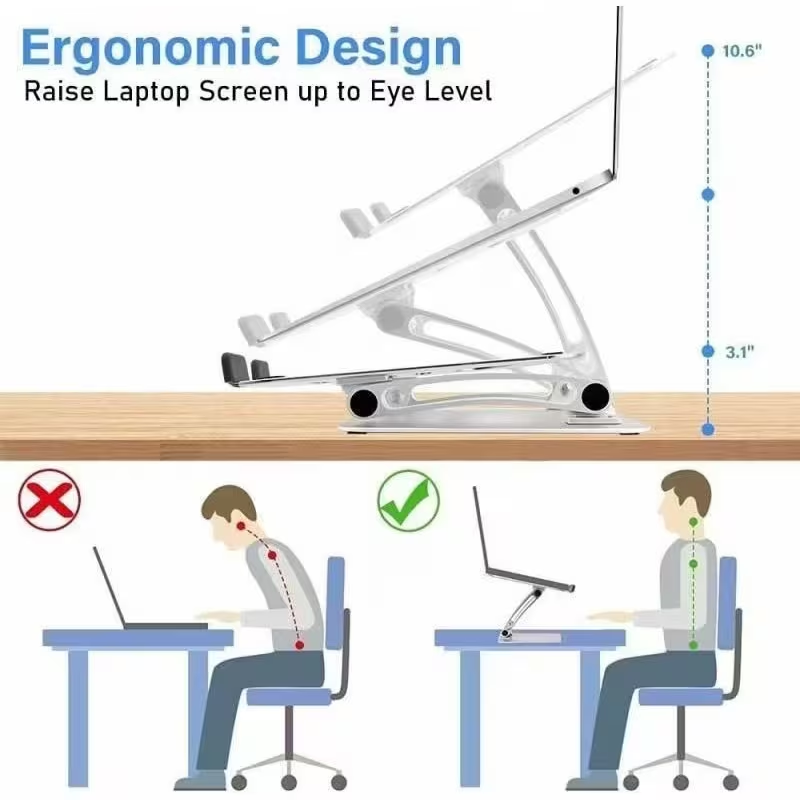 Adjustable Aluminum Laptop Stand – Foldable Desktop Laptop Holder with Heat Dissipation Design