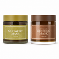 I’m From Mugwort Mask & Ginseng Mask Set, 2-Pack Wash-Off Facial Mask, Mugwort 100g + Ginseng 120g, Moisturizing, Smoothing & Refreshing Skin Care Mask