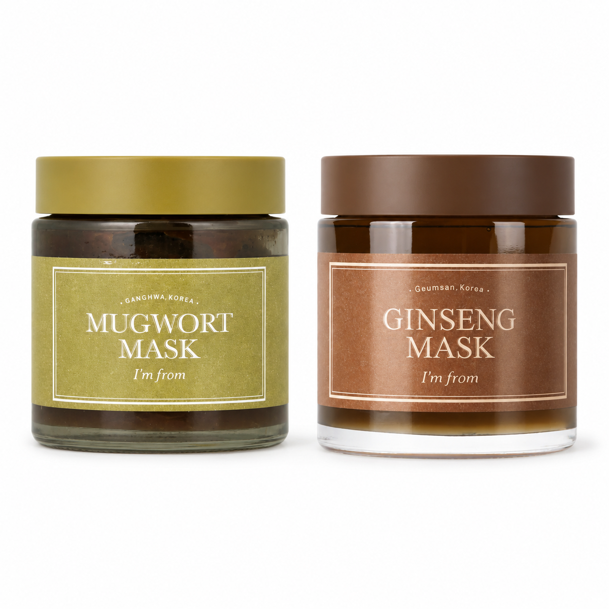 I’m From Mugwort Mask & Ginseng Mask Set, 2-Pack Wash-Off Facial Mask, Mugwort 100g + Ginseng 120g, Moisturizing, Smoothing & Refreshing Skin Care Mask