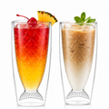 Mermaid Tail Double Wall Glass Cup, 12oz (355ml) Fish Scale Drinking Glass for Hot & Cold Beverages