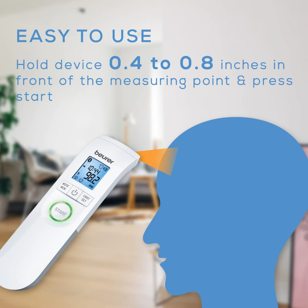 Neighbor Buy FT95 3-in-1 Contactless Infrared Thermometer, Forehead, Room & Surface Temperature Measurement, Bluetooth App Sync, 60 Memories, Large Backlit Display