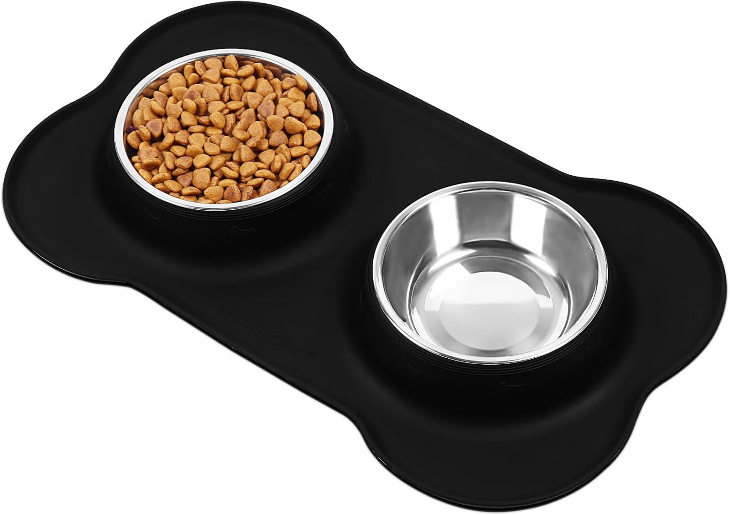 Double Dog Bowl Set with Silicone Mat – Stainless Steel Pet Food and Water Bowls for Small Dogs