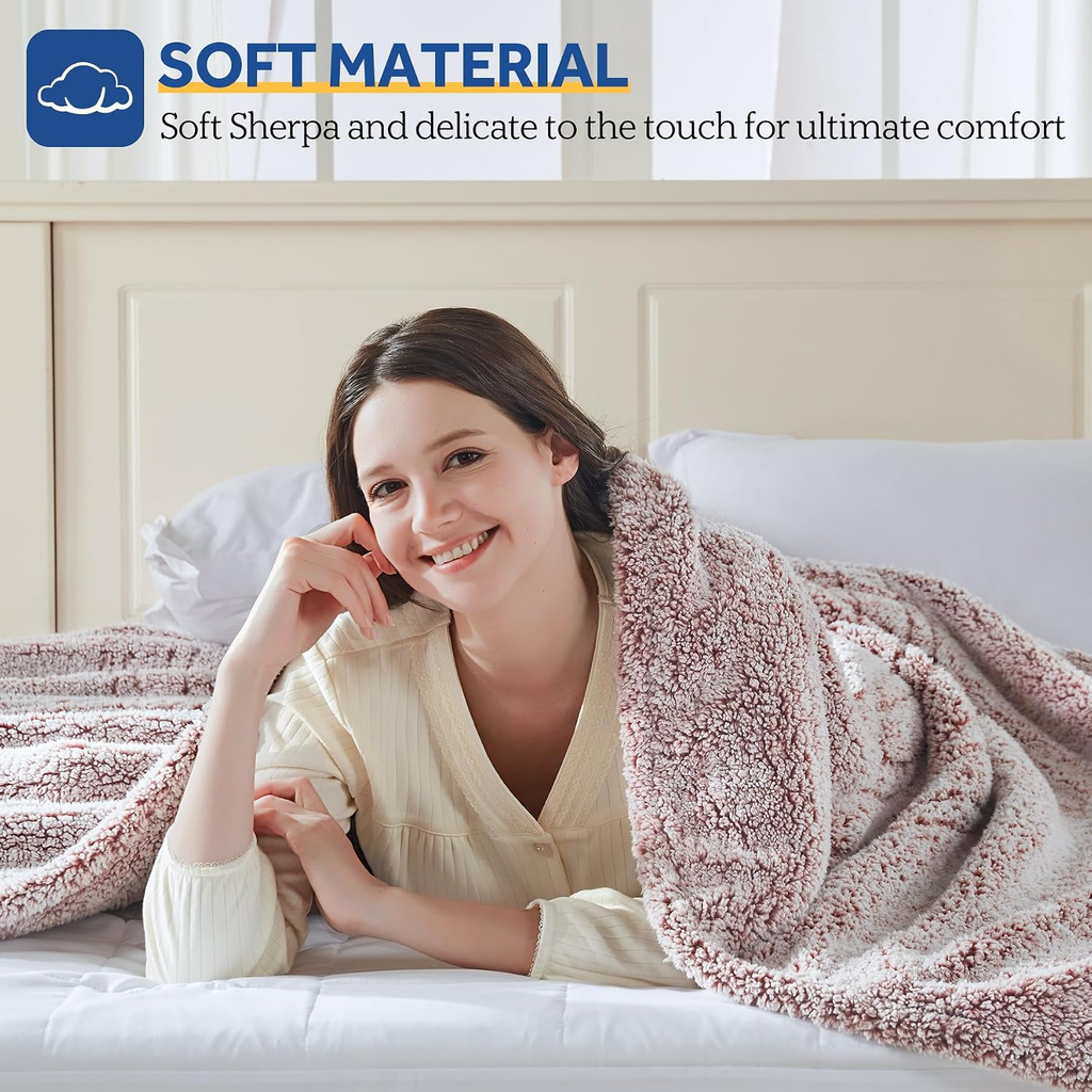 Sealy Sherpa Electric Heated Blanket with 10 Heat Settings & Auto Shut-Off – Twin & Full