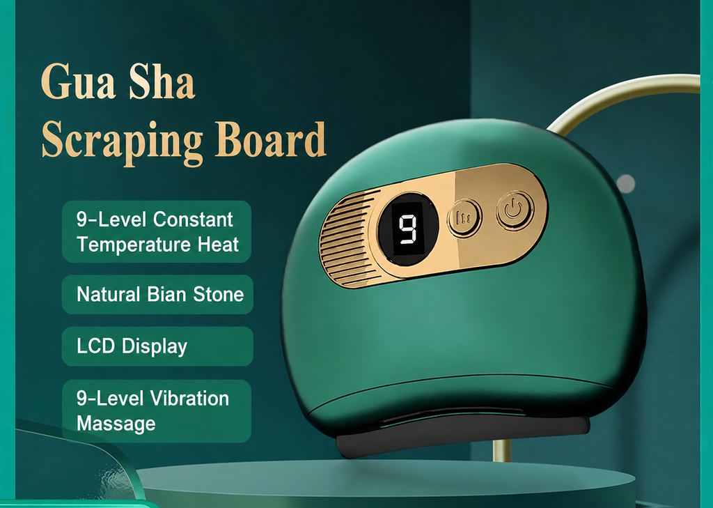 Rechargeable Heated Gua Sha Massage Device – 9-Level Heat & Vibration Therapy for Full Body Relaxation