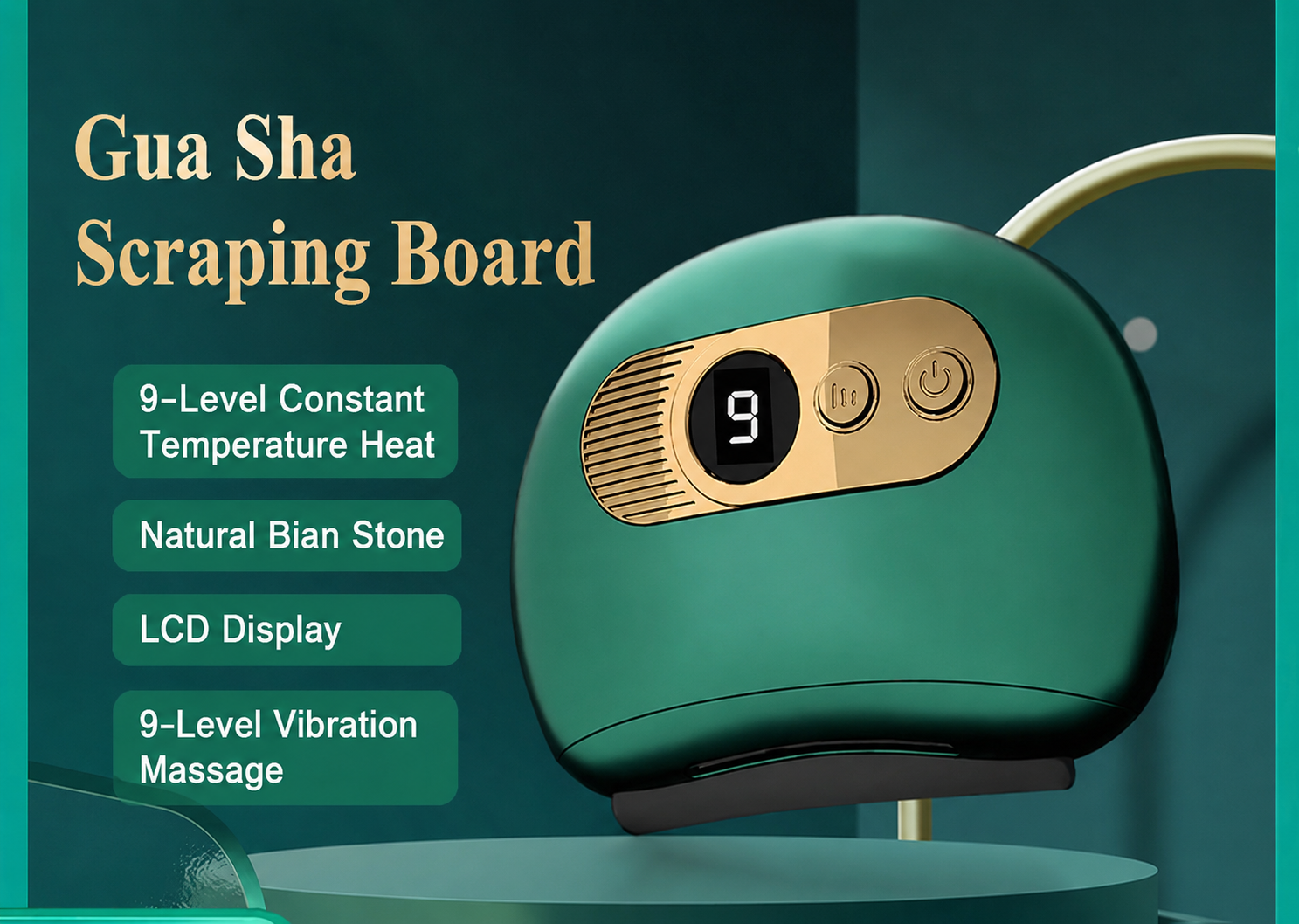 Rechargeable Heated Gua Sha Massage Device – 9-Level Heat & Vibration Therapy for Full Body Relaxation