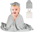 Hooded Baby Towel Set, Soft Coral Velvet Kids Bath Towel, Super Absorbent Quick Dry Hooded Towel for Newborn Toddler, 0-8 Years Old, 2 Pack (Gray & White)
