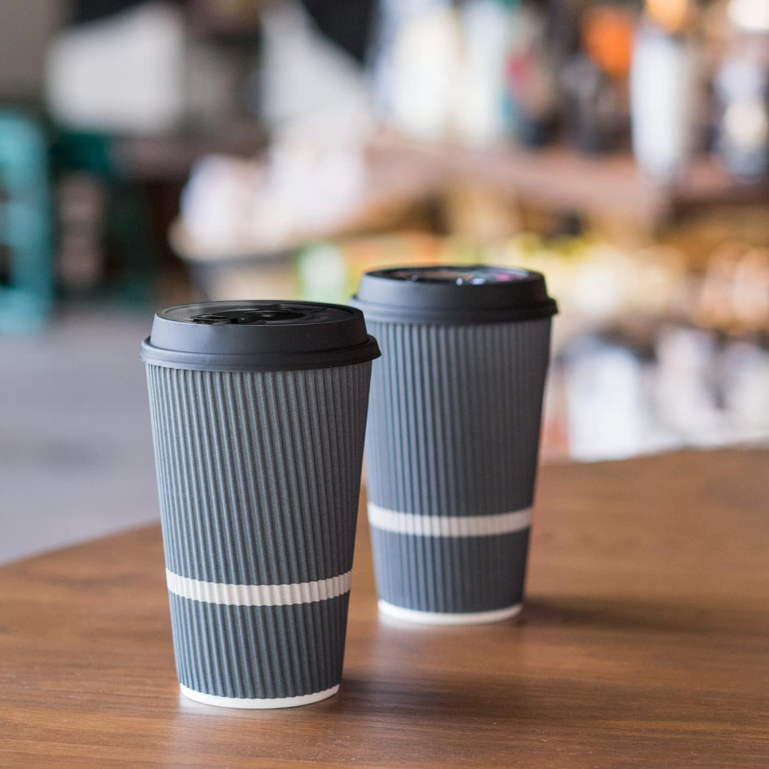 Disposable Coffee Cups with Lids 16 oz, 60 Pack Insulated Ripple Paper Hot Cups, Leak-Proof To Go Coffee Cups for Hot & Cold Drinks, Travel Takeaway Cups, No Sleeves Needed