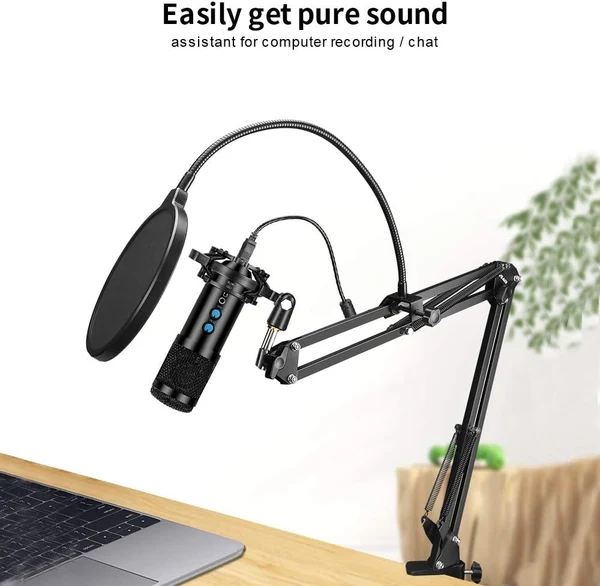 DODOCOOL USB Condenser Microphone Kit with Boom Arm, Pop Filter & Shock Mount (DC229B)