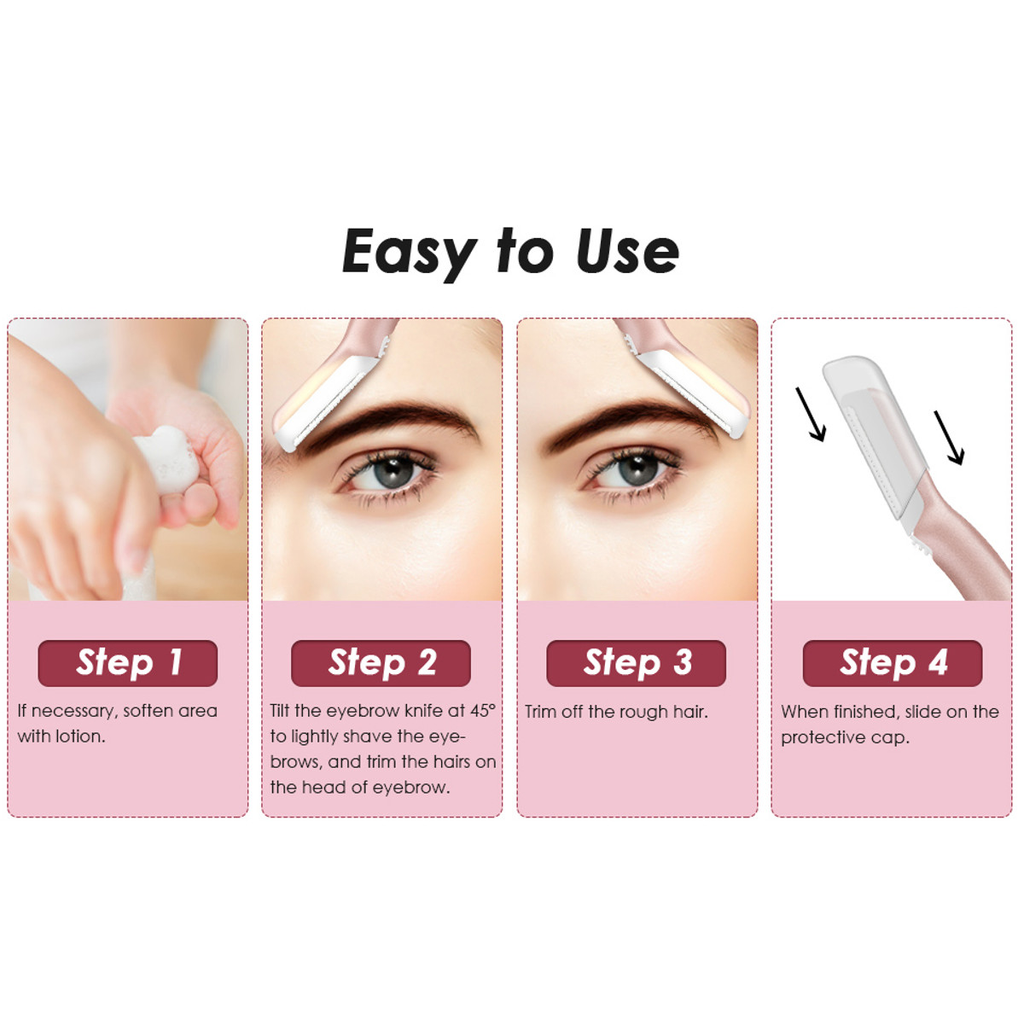 Hizek Eyebrow Razor Shaver with LED Light + 6pcs Cutter Head