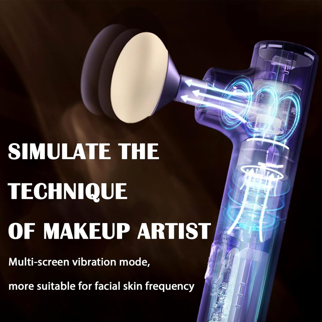 Electric Rotating Makeup Applicator with Replaceable Sponge Heads, Portable Foundation Blender Tool for Smooth & Even Coverage