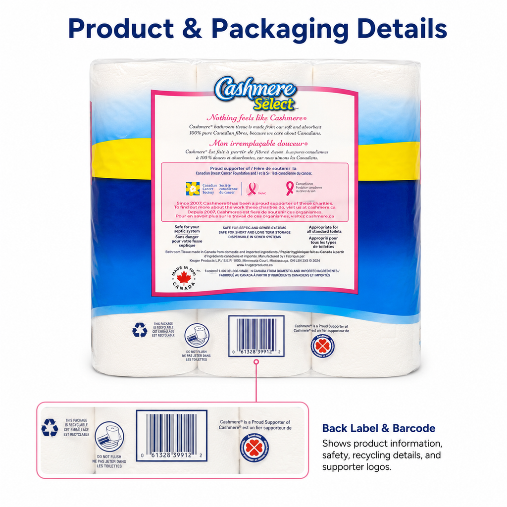 Cashmere Select Bathroom Tissue, 9 Triple Rolls, 2-Ply, 363 Sheets per Roll