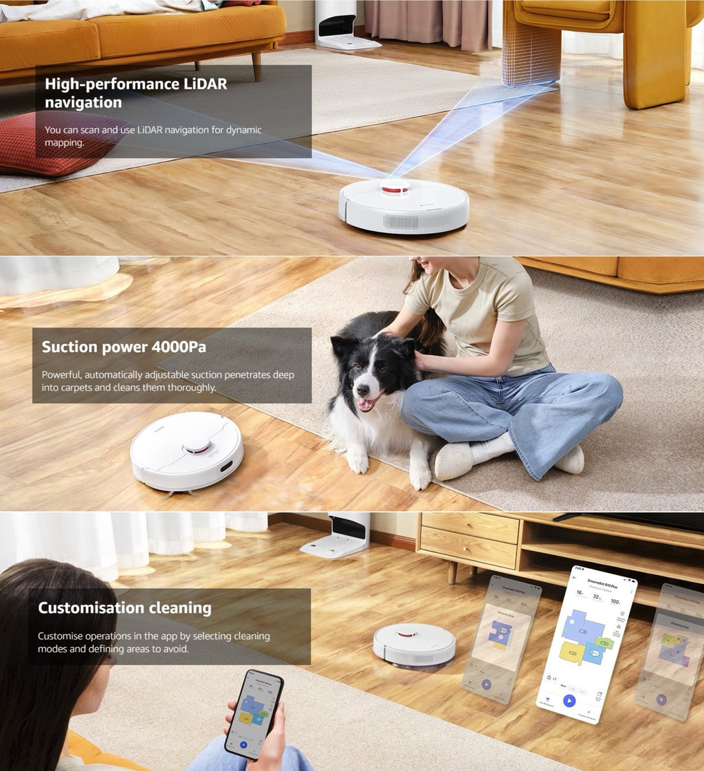 Open Box – Dreame D10 Plus Robot Vacuum and Mop with Self-Emptying Base, LiDAR Navigation & App Control