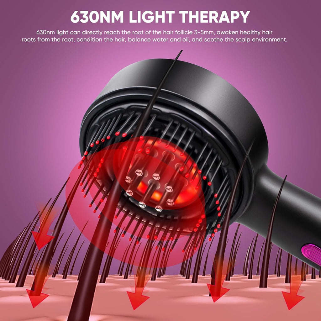 Red Light Scalp Massage Comb with Liquid Chamber – Electric Hair Care Brush