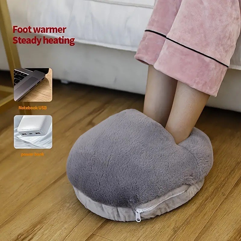 USB Electric Foot Warmer with Soft Faux Rabbit Fur Lining