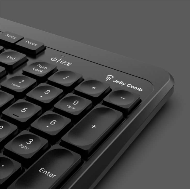 Jelly Comb KS65 Ergonomic Wireless Keyboard and Mouse Combo – 2.4GHz Full-Size Keyboard with Palm Rest & USB Mouse for PC Laptop Desktop