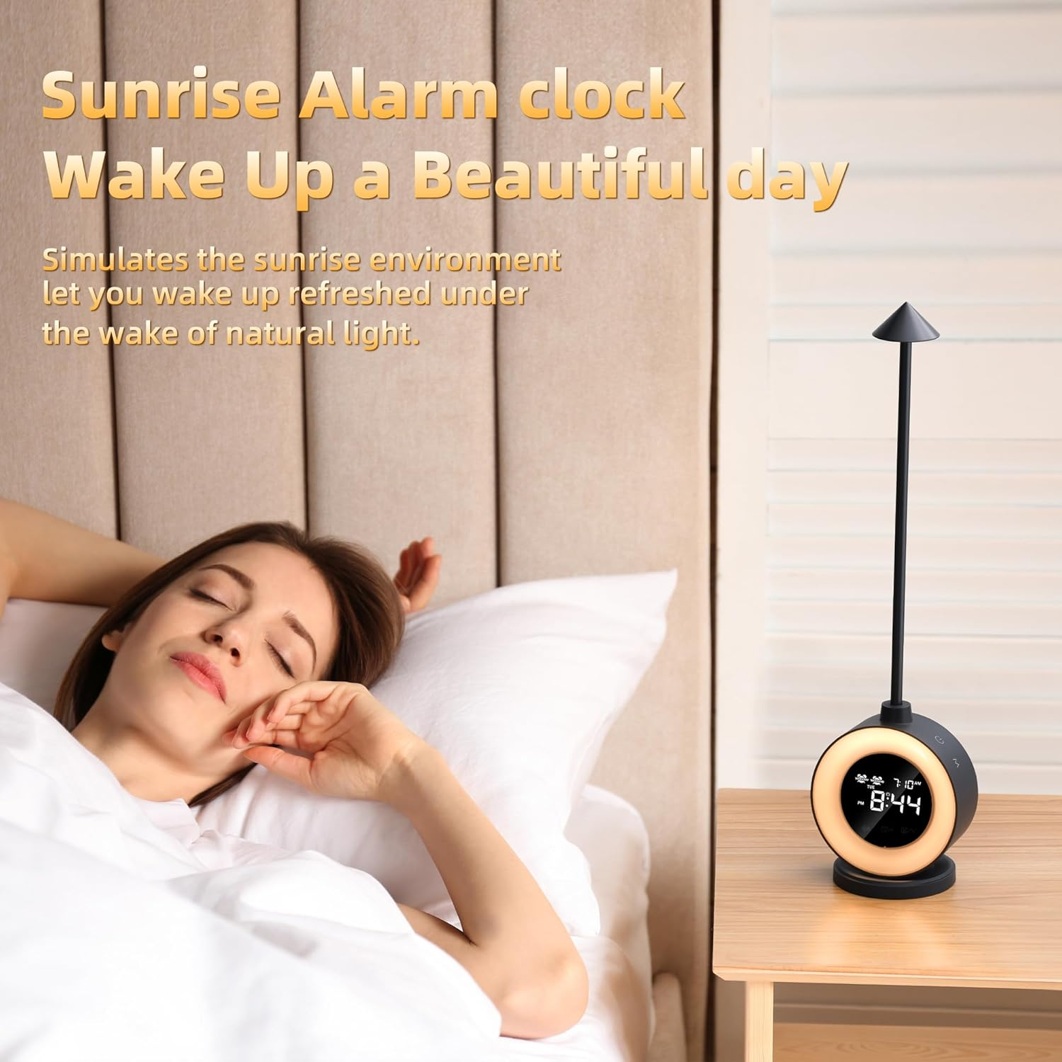 RGB LED Desk Lamp with Digital Clock, Ambient Night Light & Adjustable Brightness Touch Control Lamp