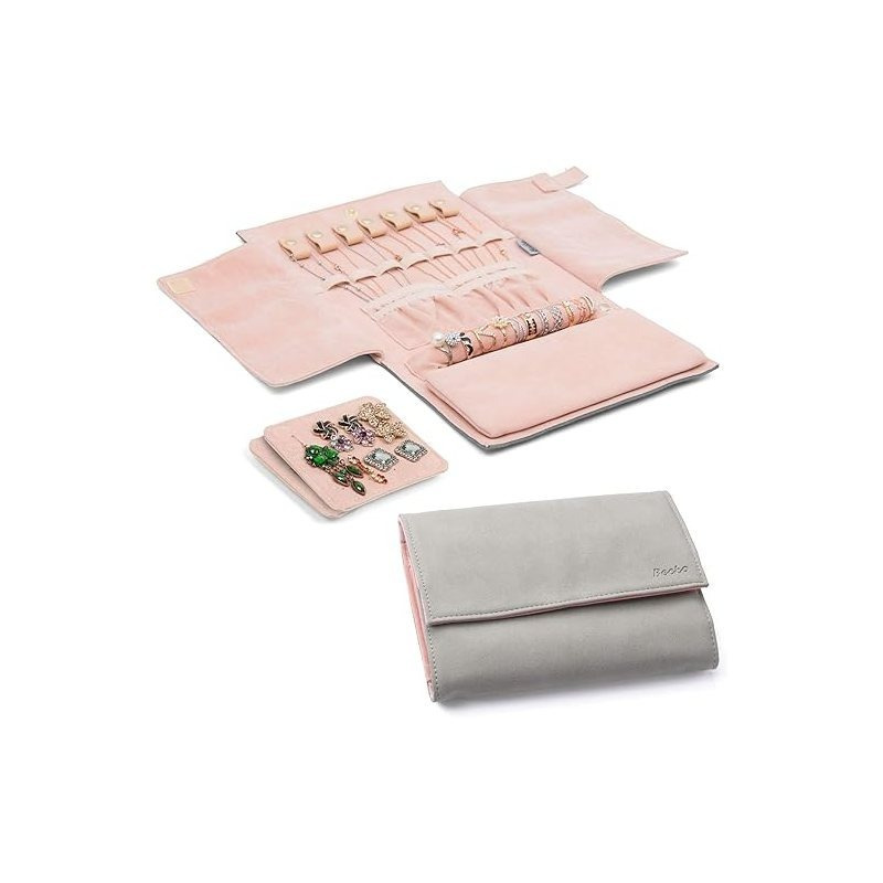 Luxury Jewelry Organizer Roll Travel Case for Necklaces, Rings & Bracelets – Portable Leather & Suede Jewelry Storage