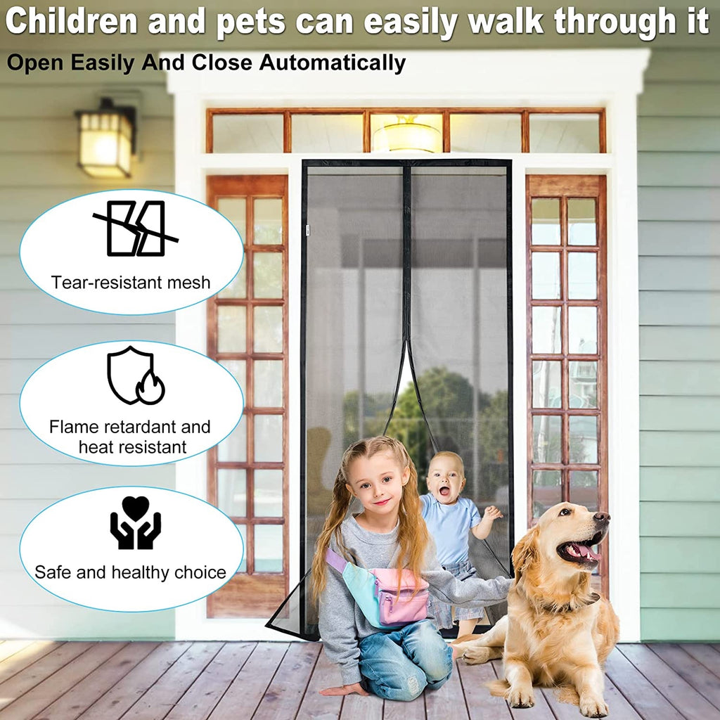 Magnetic Screen Door 39”×83” – Hands-Free Mesh Curtain with Full Frame Velcro & Auto Close