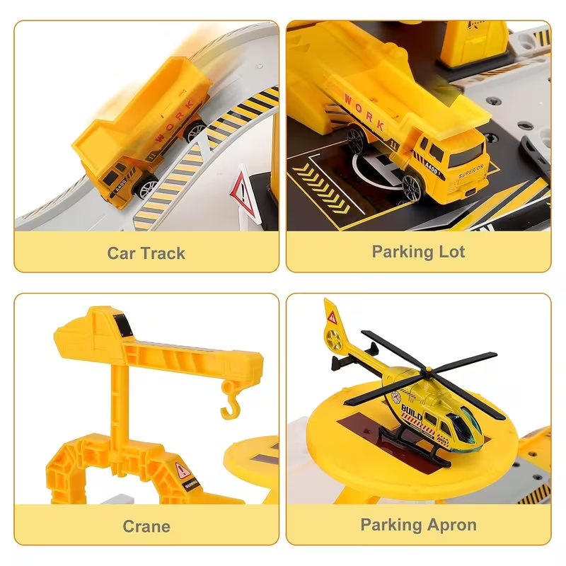 Construction Toys 44pcs for Kids, Engineering Construction Vehicle Truck Toys Set, Car Race Track Parking Lot, Crane, Excavator Car Garage Toys Gifts for Boys Toddlers 3 4 5 Years Old Good Christmas Gift