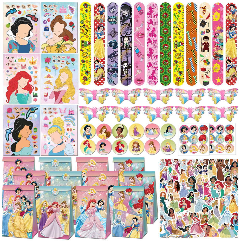 Fairy Tale Princess Theme Party Decorations Set – Kids Birthday Supplies with Stickers, Gift Bags, Bracelets & Party Accessories