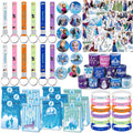 Winter Princess Theme Party Decorations Set – Kids Birthday Supplies with Gift Bags, Bracelets, Keychains, Stickers & Badges (Blue Snowflake Style)