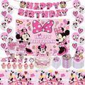 Pink Cartoon Bow Theme Birthday Party Decorations Set – Kids Girls Party Supplies with Banner, Balloons, Tableware & Cake Toppers