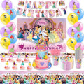 Pink Fairy Tale Princess Birthday Party Decorations Set – Kids Party Supplies with Backdrop, Banner, Balloons, Tableware & Cake Toppers