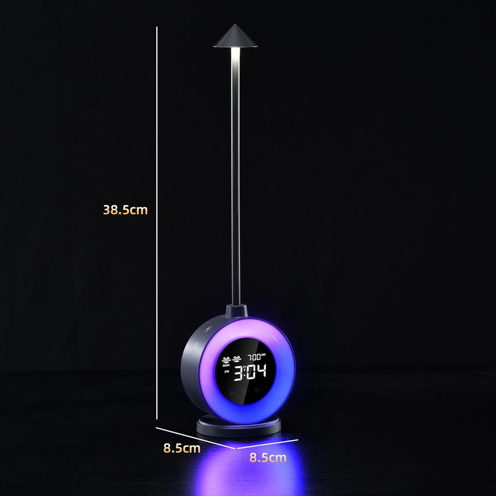 RGB LED Desk Lamp with Digital Clock, Ambient Night Light & Adjustable Brightness Touch Control Lamp